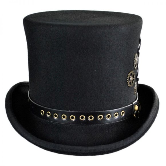 NWT Cov-ver Conner Hats - Australian Wool Chain Steam Punk Top Hat sz L - Picture 3 of 5